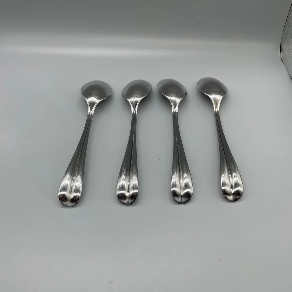 Dansk Alsace Stainless Oval Soup Spoons Set of 4 Silverware Flatware Glossy 8